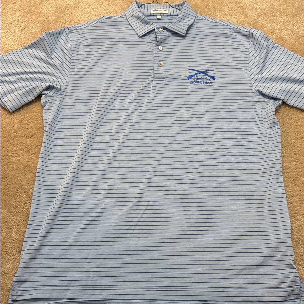 Peter Millar Light Blue Striped Polo Shirt